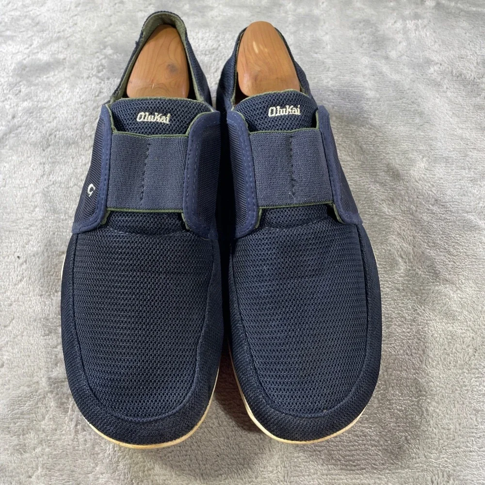 OluKai Nohea Sport Men US 10.5 EUR 43.5 Blue Boat Mesh Slip On Shoes‎